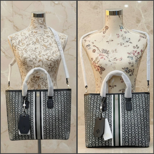 TORY BURCH GEMINI LINK ZIP TOP TOTE SMALL CANVAS