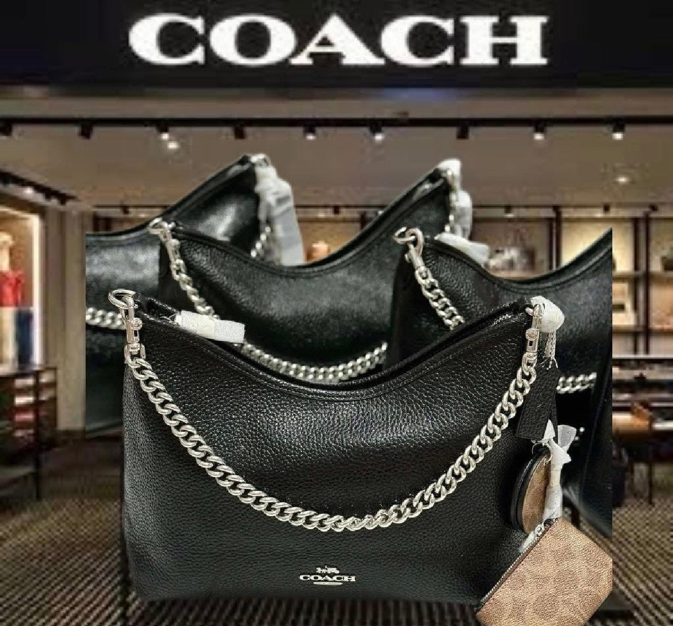 حقيبة كوتش متوسطة الحجم بلون الغار - أسود