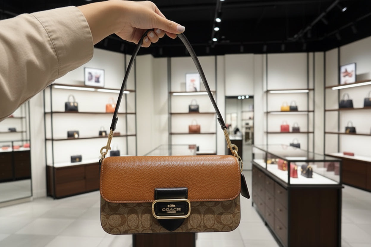 حقيبة كتف/حقيبة كروس بودي من كوتش مورغان بتصميم متعدد الألوان - كاكي متعدد