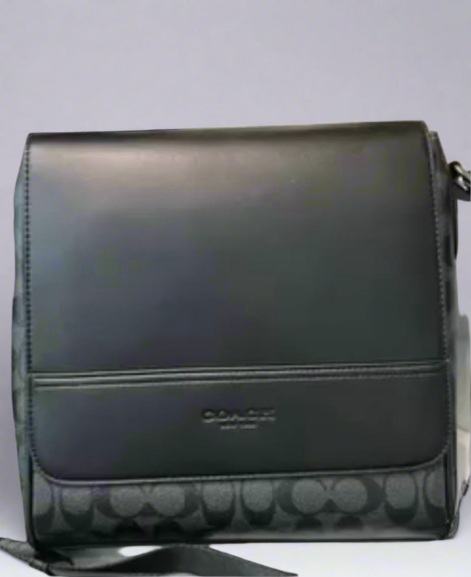 COACH HOUSTON MAP CROSSBODY BAG - SIGNATURE COATED CANVAS & REFINED CALF LEATHER