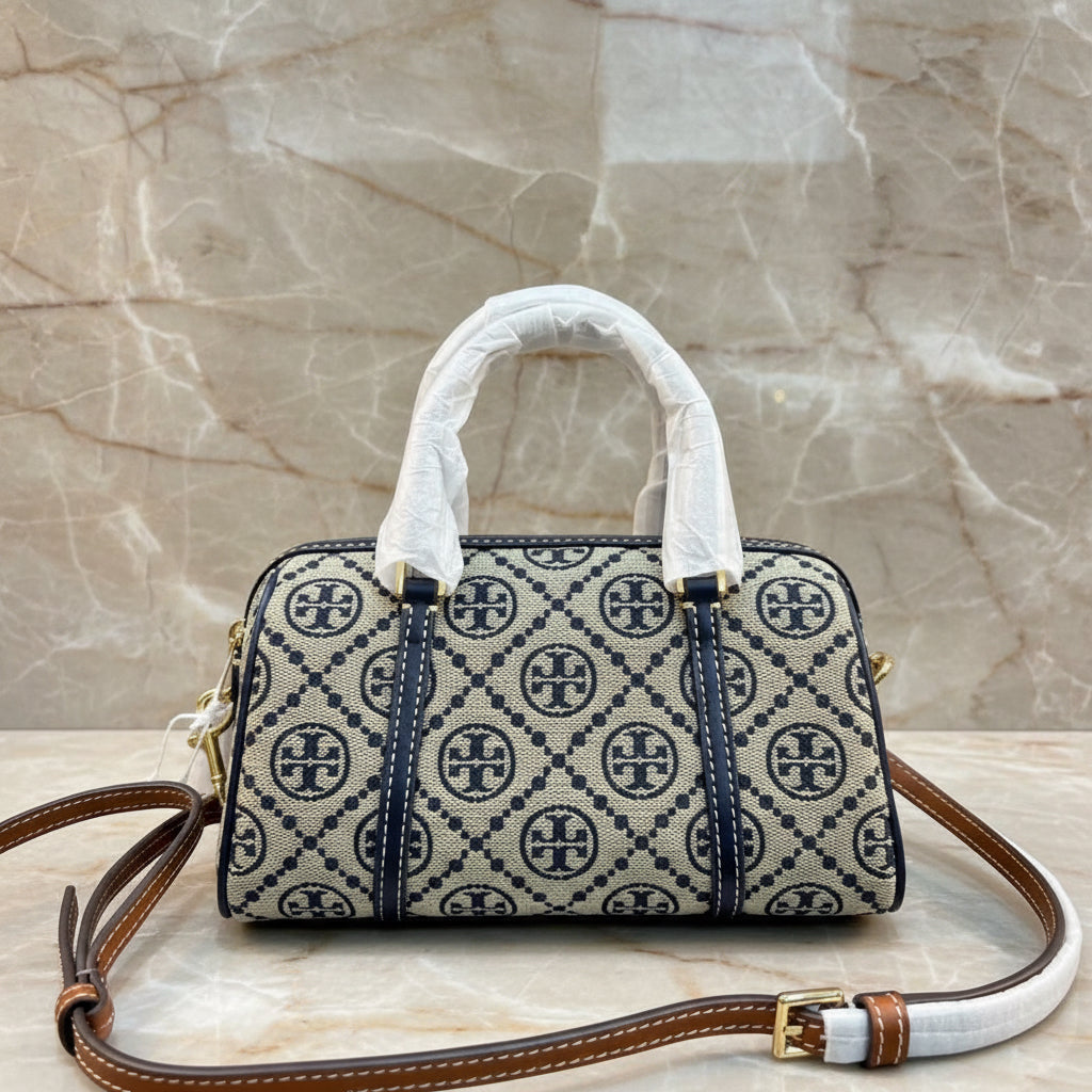 TORY BURCH PETITE BARREL/XBODY - T MONOGRAM NAVY BLUE