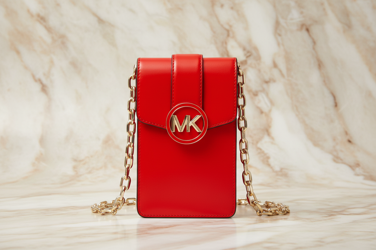 MICHAEL KORS CARMEN SMARTPHONE CROSSBODY - RED