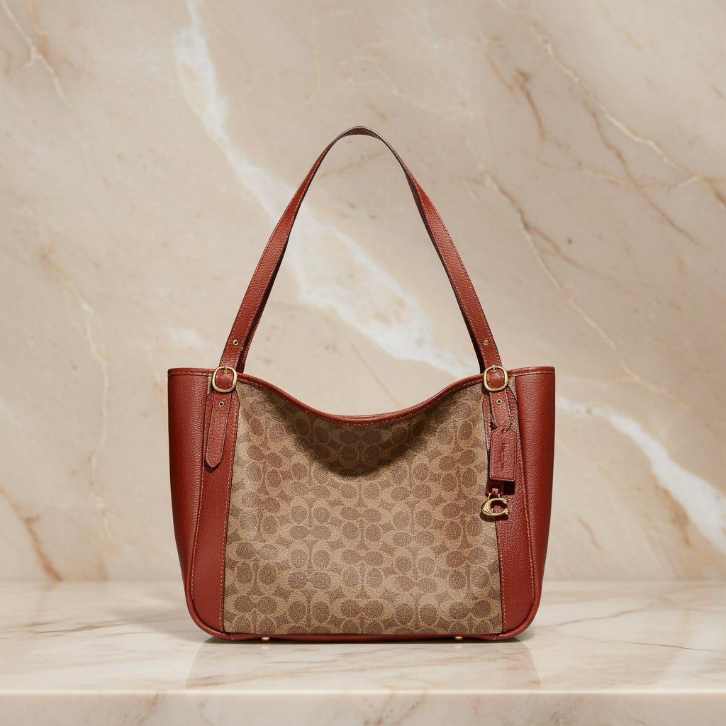 COACH ALANA ZIP TOTE IN SIGNATURE CANVAS - TAN RUST