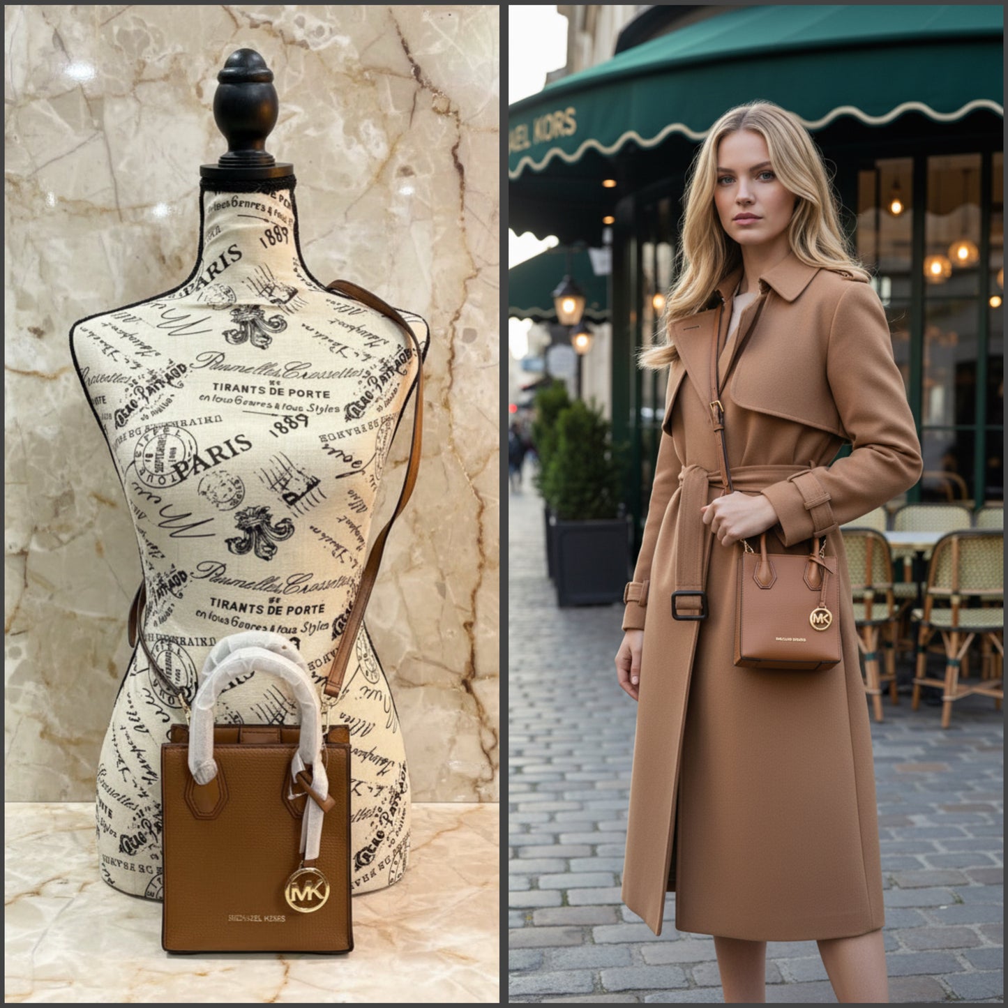 MICHAEL KORS MERCER XS MINI SHOPPER TOTE LEATHER - BROWN CARAMEL HUE