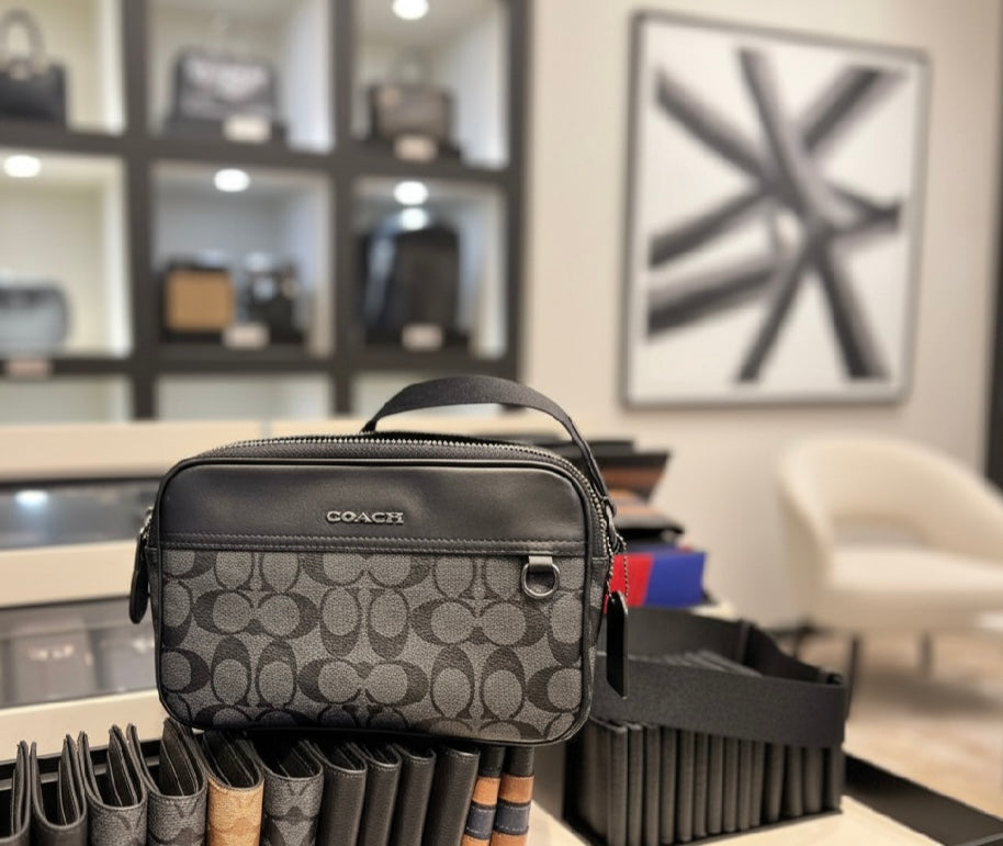 COACH GRAHAM CROSSBODY - SIGNATURE COATED CANVAS/CHARCOAL BLACK