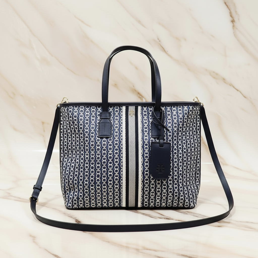 TORY BURCH GEMINI LINK ZIP TOP TOTE SMALL CANVAS