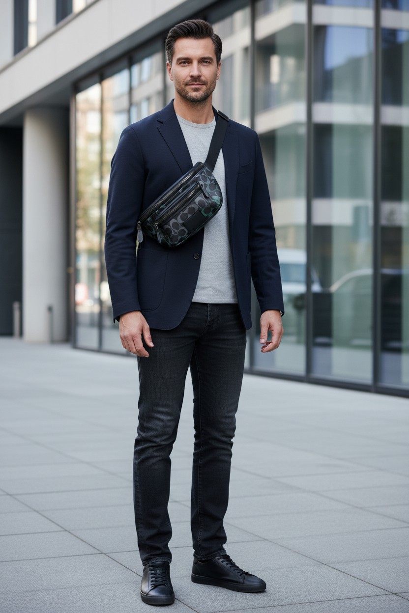 حقيبة خصر/حقيبة صدر من كوتش ويستواي - أخضر جرافيتي