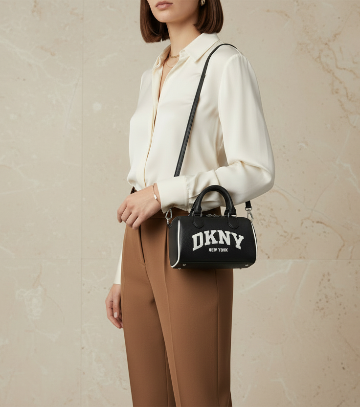 DKNY NELL SATCHEL - MINI - BLACK/MARSMALLOW