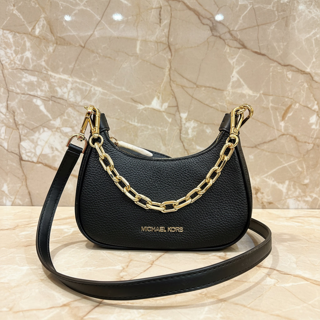MICHAEL KORS MINI CORA CHAIN SHOULDER BAG/CROSSBODY BAG - BLACK