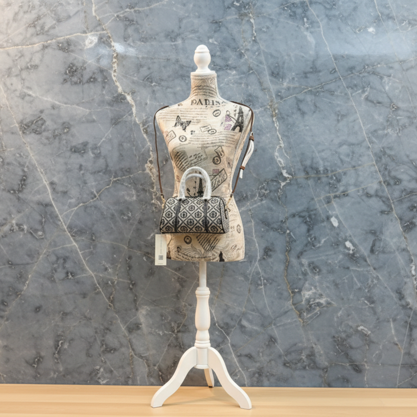 حقيبة توري بورش الصغيرة ذات الأسطوانة/إكس بودي - تي مونوجرام باللون الأزرق الداكن