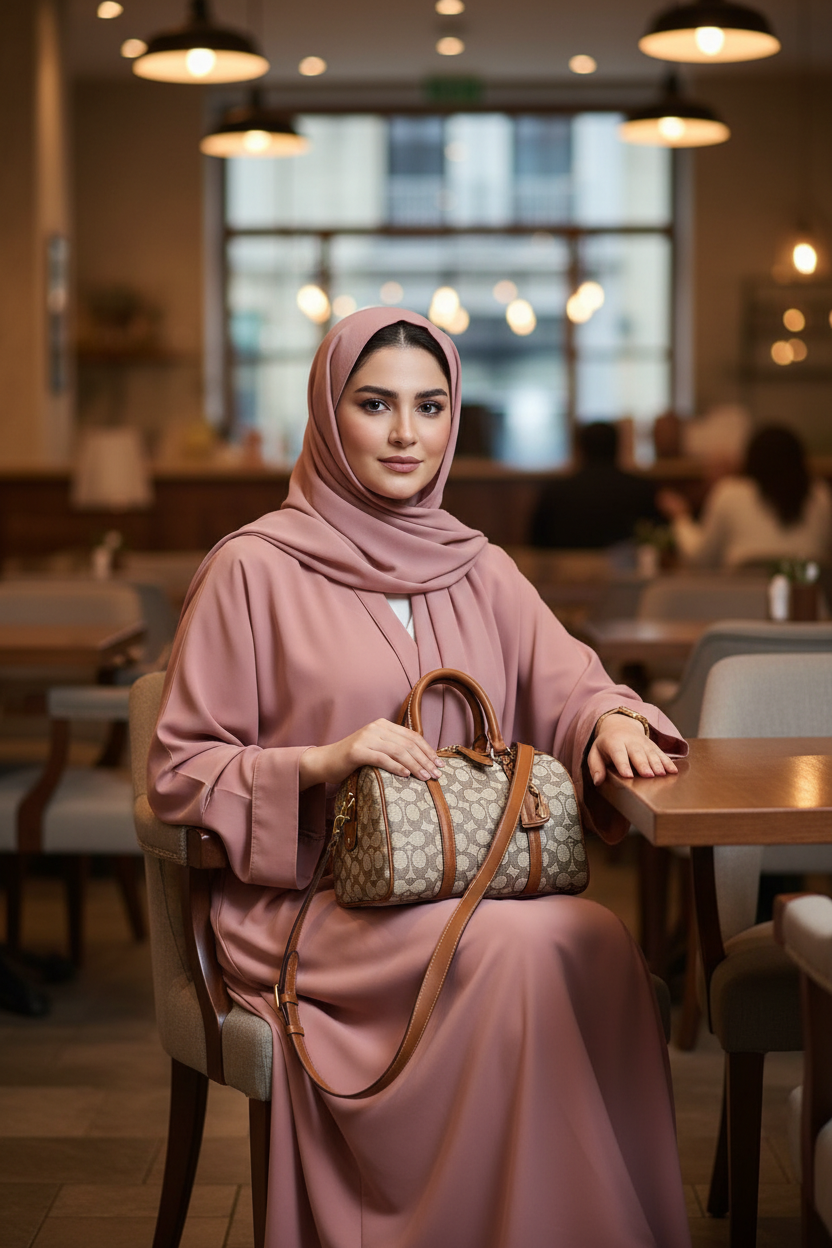 حقيبة يد كوتش روبي 25 ساتشيل من قماش الجاكار المميز - لون بني فاتح/كاكاو