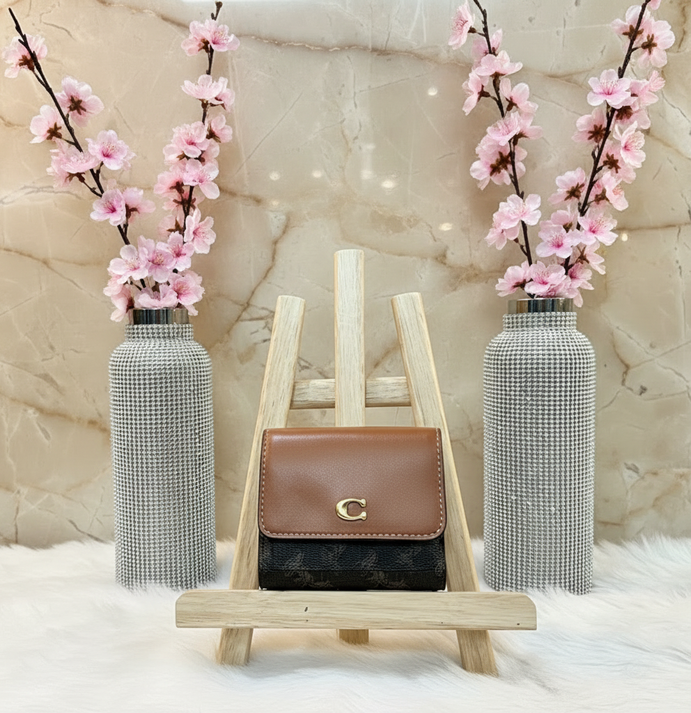 COACH MILA SMALL TRIFOLD WALLET - MISSING TAG - SIGNATURE HORSE & CARRIAGE PRINT