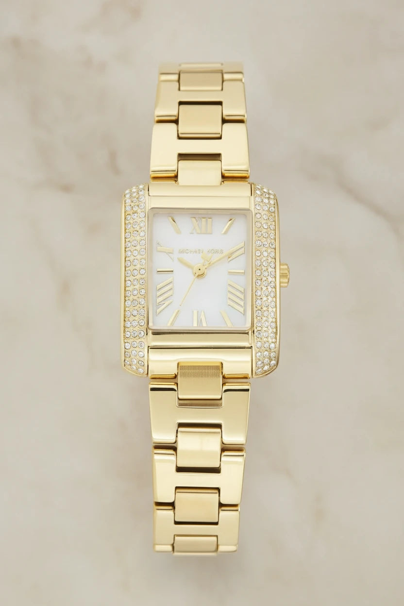 ساعة مايكل كورس إيمري ذهبية اللون - صغيرة مستطيلة