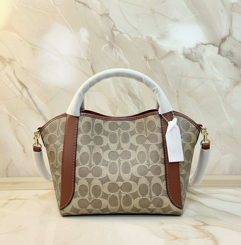 COACH HADLEY HOBO 21 - SIGNATURE CANVAS TAN RUST