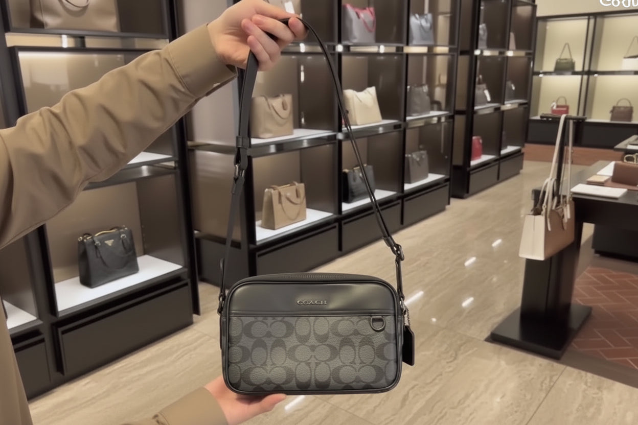 COACH GRAHAM CROSSBODY - SIGNATURE COATED CANVAS/CHARCOAL BLACK