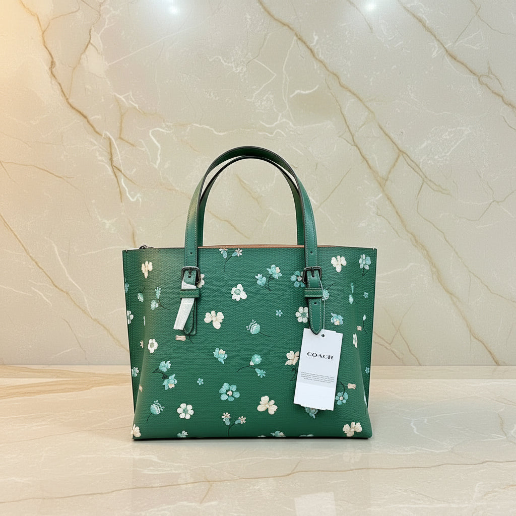 ‼️ SALE ‼️ COACH MOLLIE TOTE 25 WITH MYSTICAL FLORAL PRINT IN GREEN MULTI