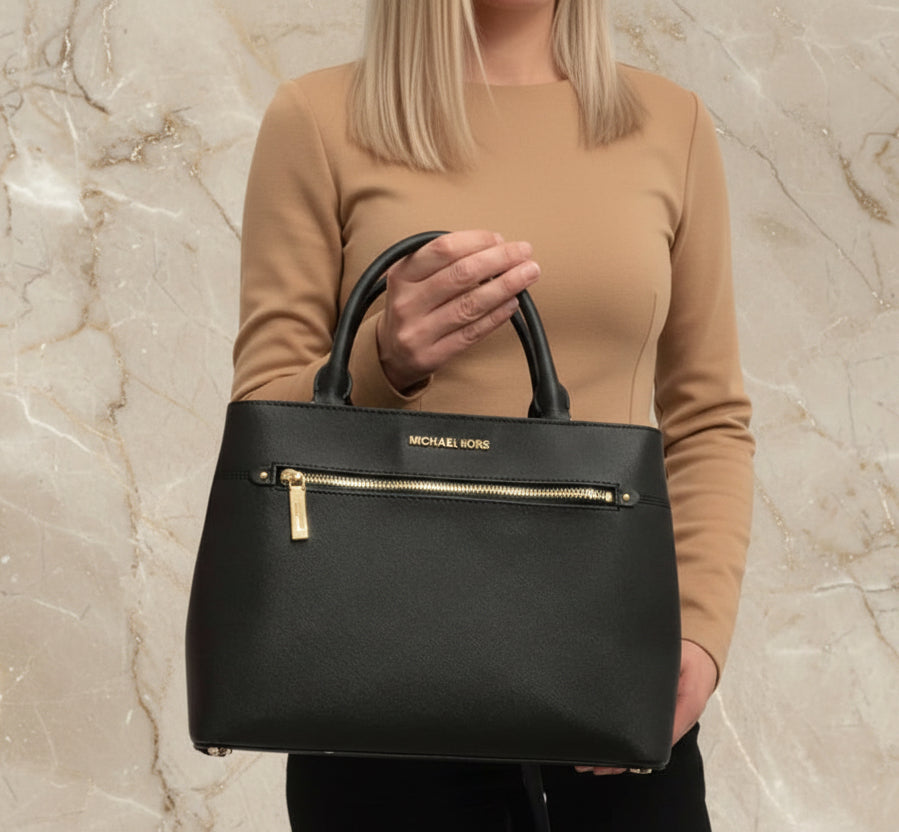 MICHAEL KORS HAILEE LARGE SAFFIANO LEATHER SATCHEL