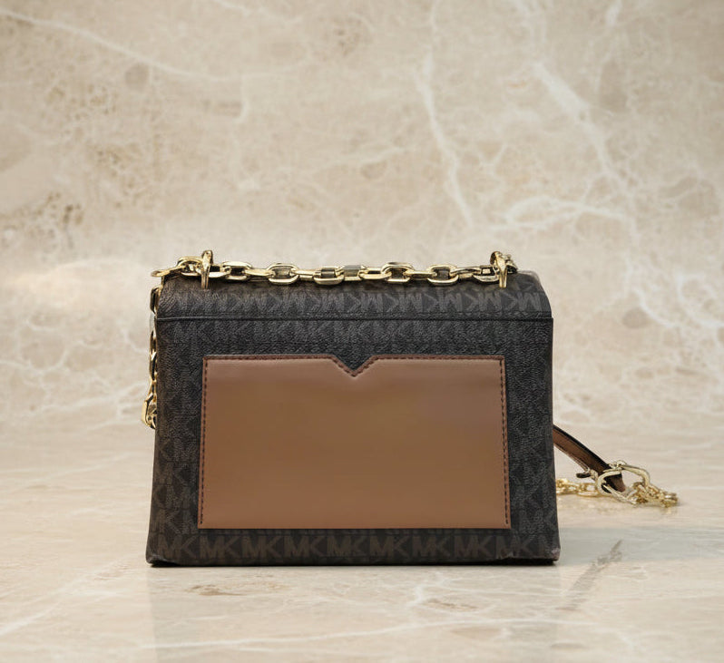 MICHAEL KORS CECE MEDIUM FLAP MONO BROWN