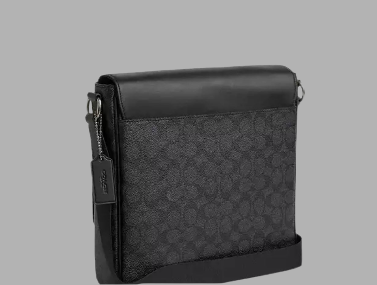 COACH HOUSTON MAP CROSSBODY BAG - SIGNATURE COATED CANVAS & REFINED CALF LEATHER