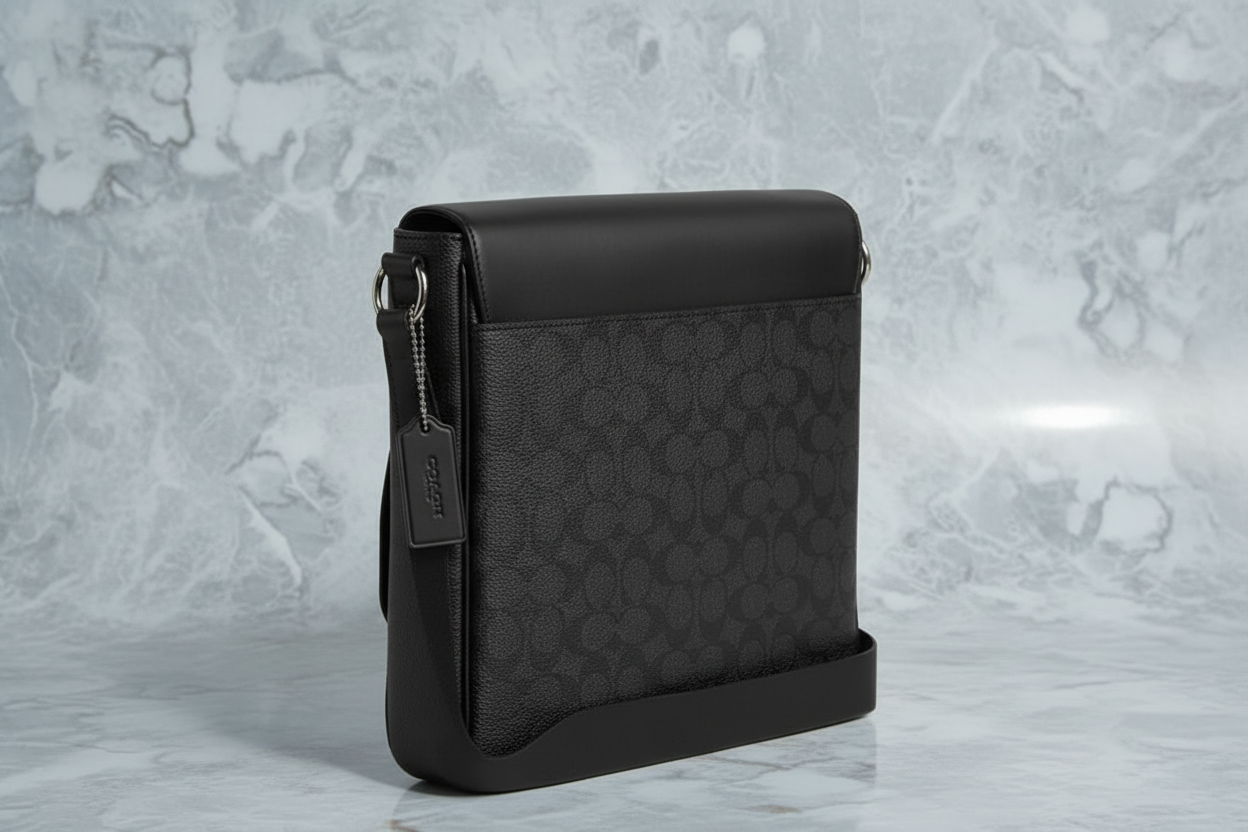 COACH HOUSTON MAP CROSSBODY BAG - SIGNATURE COATED CANVAS & REFINED CALF LEATHER