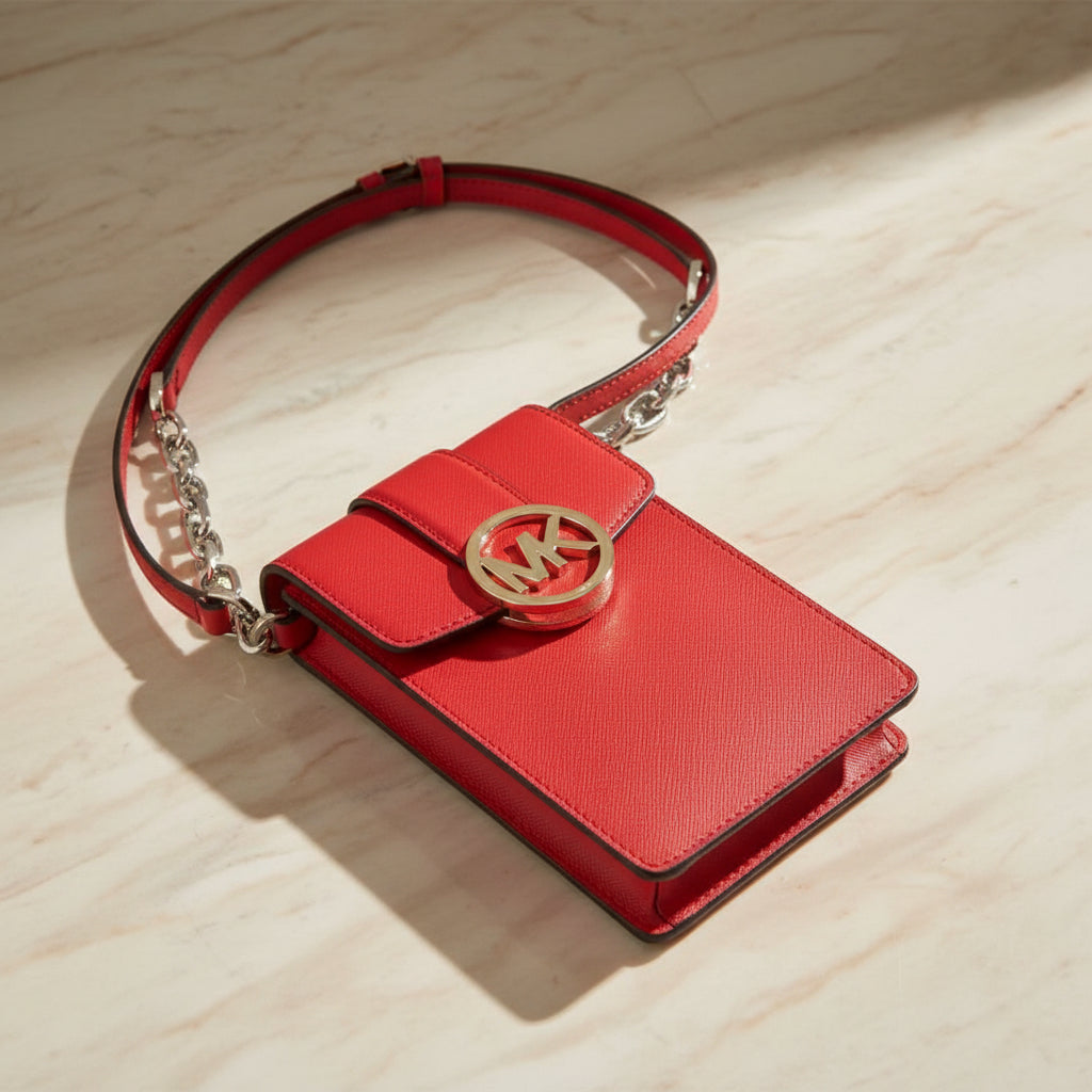 MICHAEL KORS CARMEN SMARTPHONE CROSSBODY - RED
