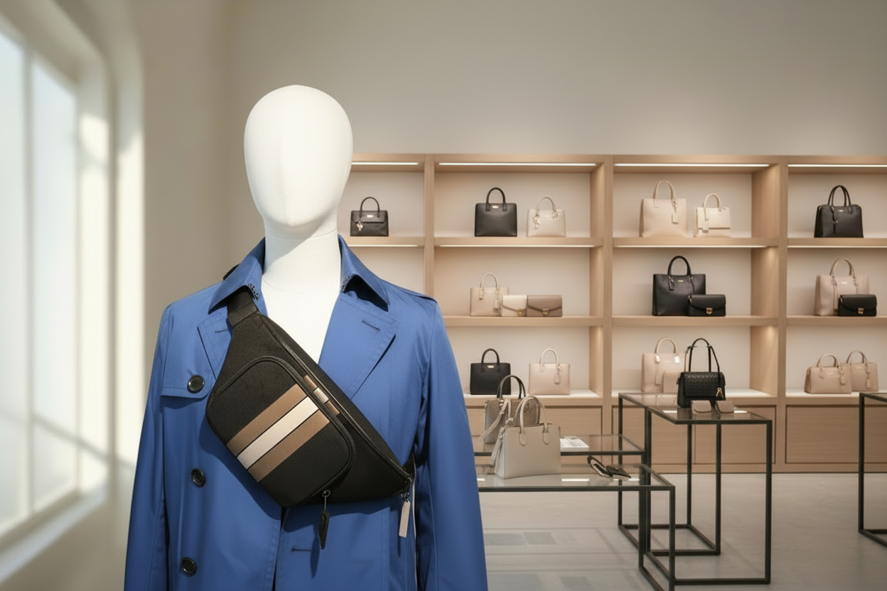 حقيبة خصر/حقيبة جسم من قماش الجاكار من كوتش تومسون مع خطوط رياضية