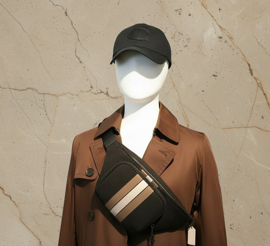 حقيبة خصر/حقيبة جسم من قماش الجاكار من كوتش تومسون مع خطوط رياضية