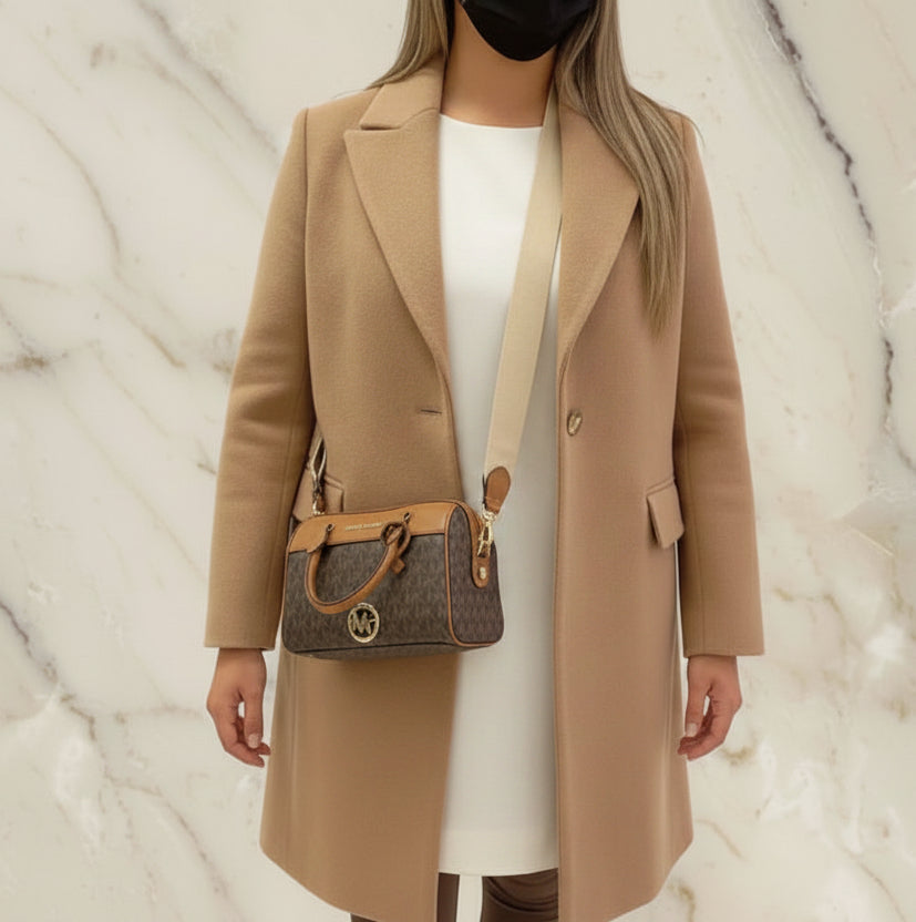 MICHAEL KORS XS TRAVEL DUFFLE CROSSBODY IN SIGNATURE BROWN