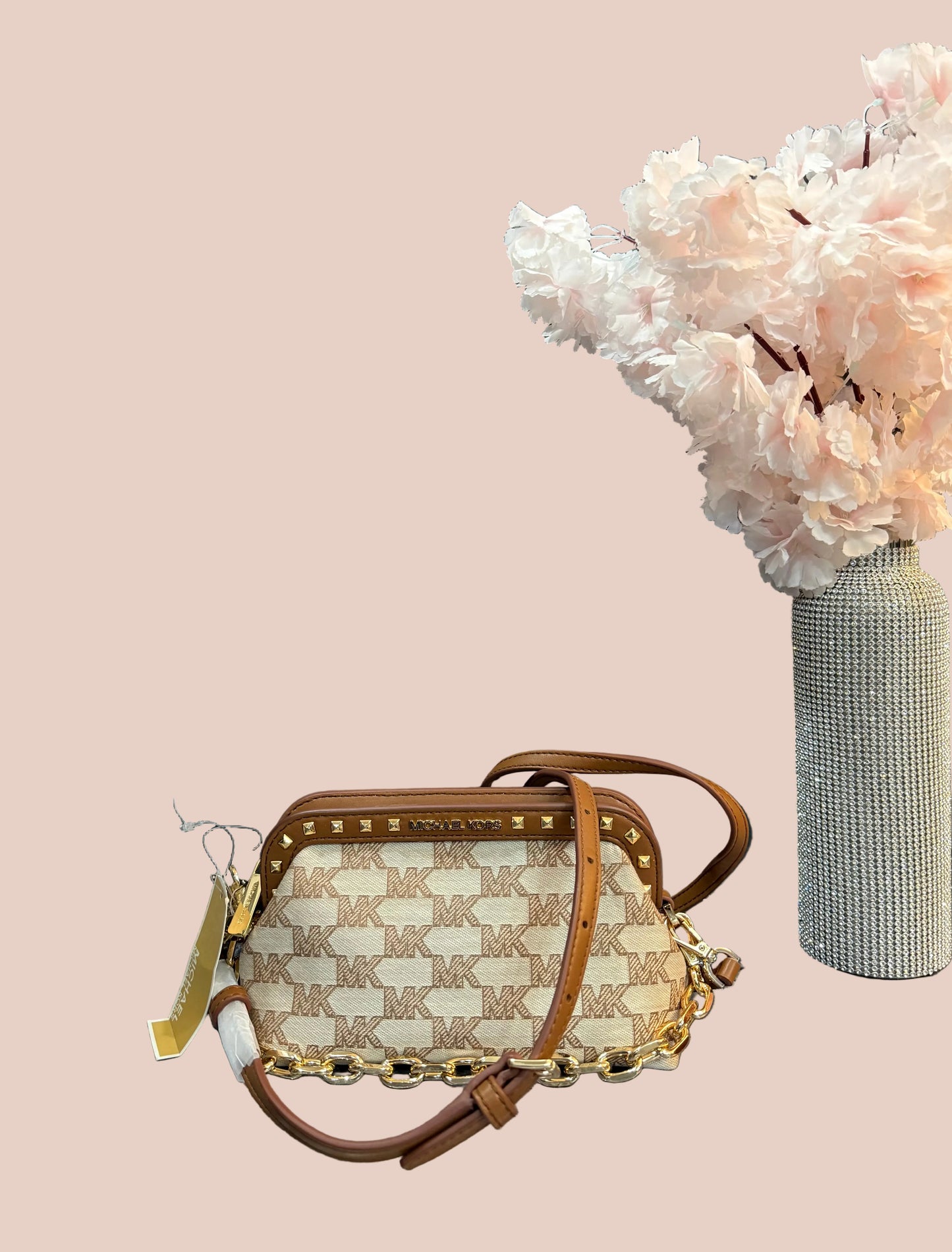 MICHAEL KORS JACQUARD LIVIA CLOUD SMALL CLUTCH/CROSSBODY