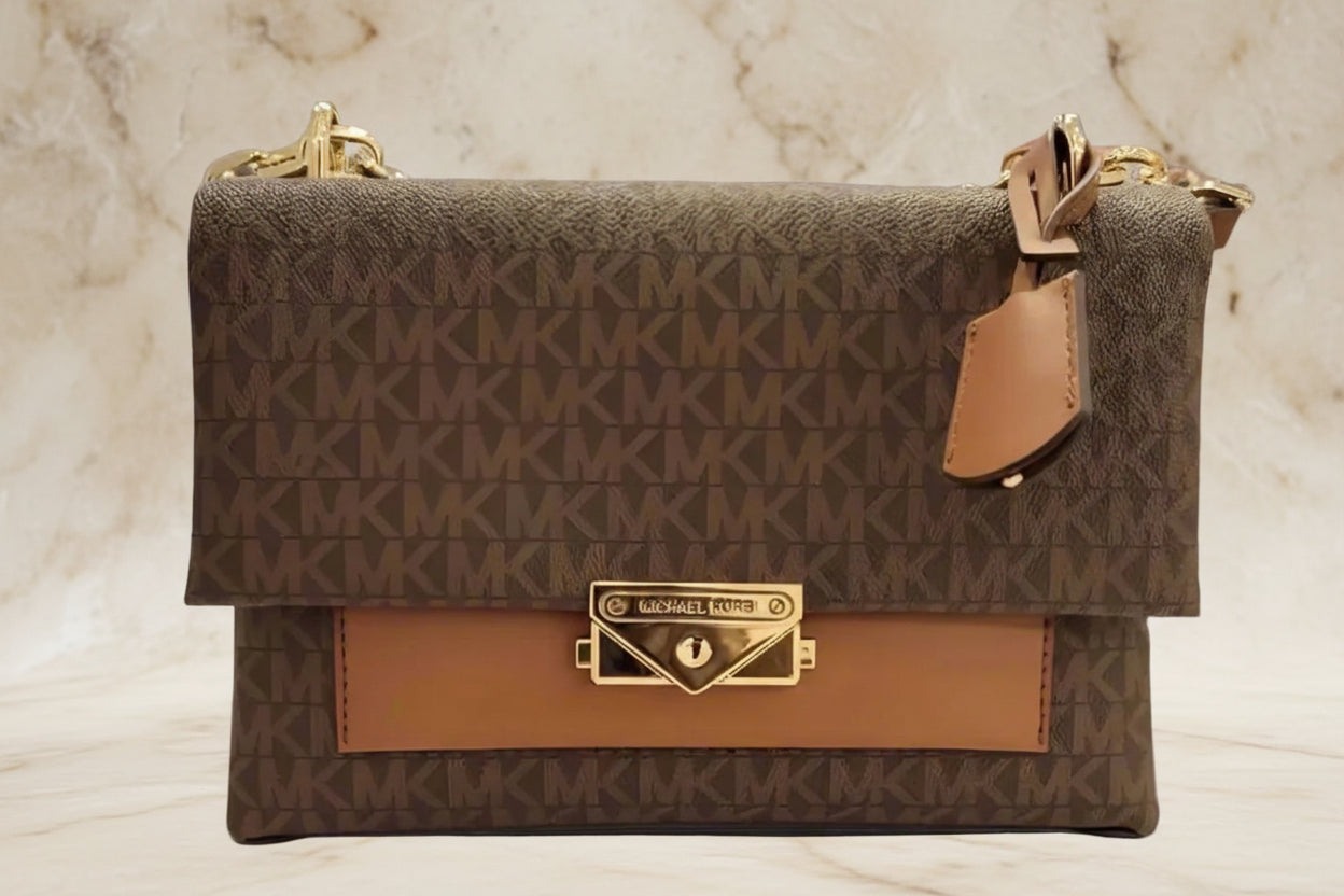 MICHAEL KORS CECE MEDIUM FLAP MONO BROWN