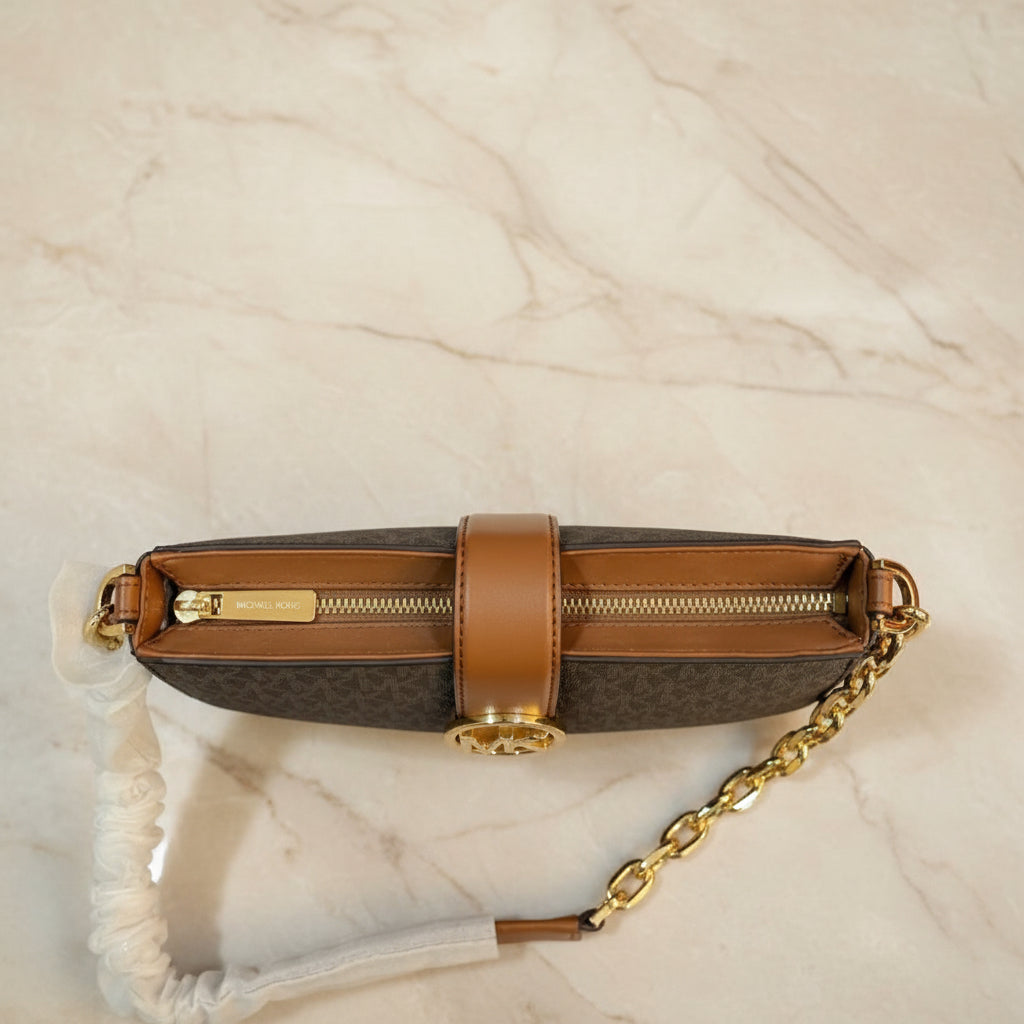 MICHAEL KORS CARMEN LEATHER POUCHETTE SHOULDER BAG ONLY