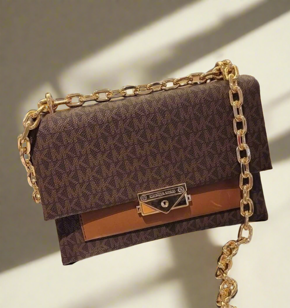 MICHAEL KORS CECE MEDIUM FLAP MONO BROWN