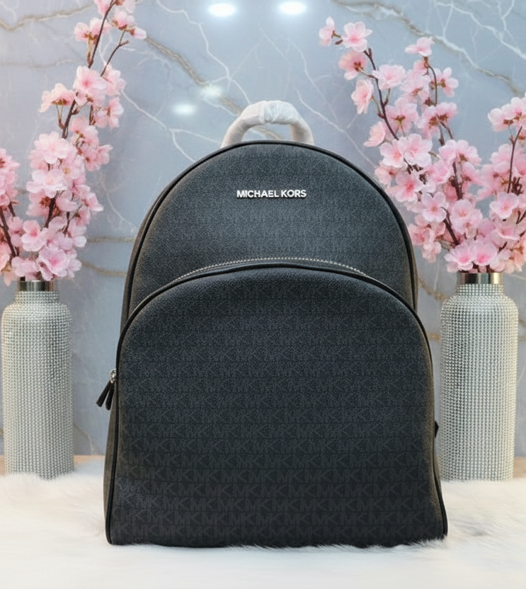 MICHAEL KORS ABBEY BACKPACK LARGE - SIGNATURE BLACK