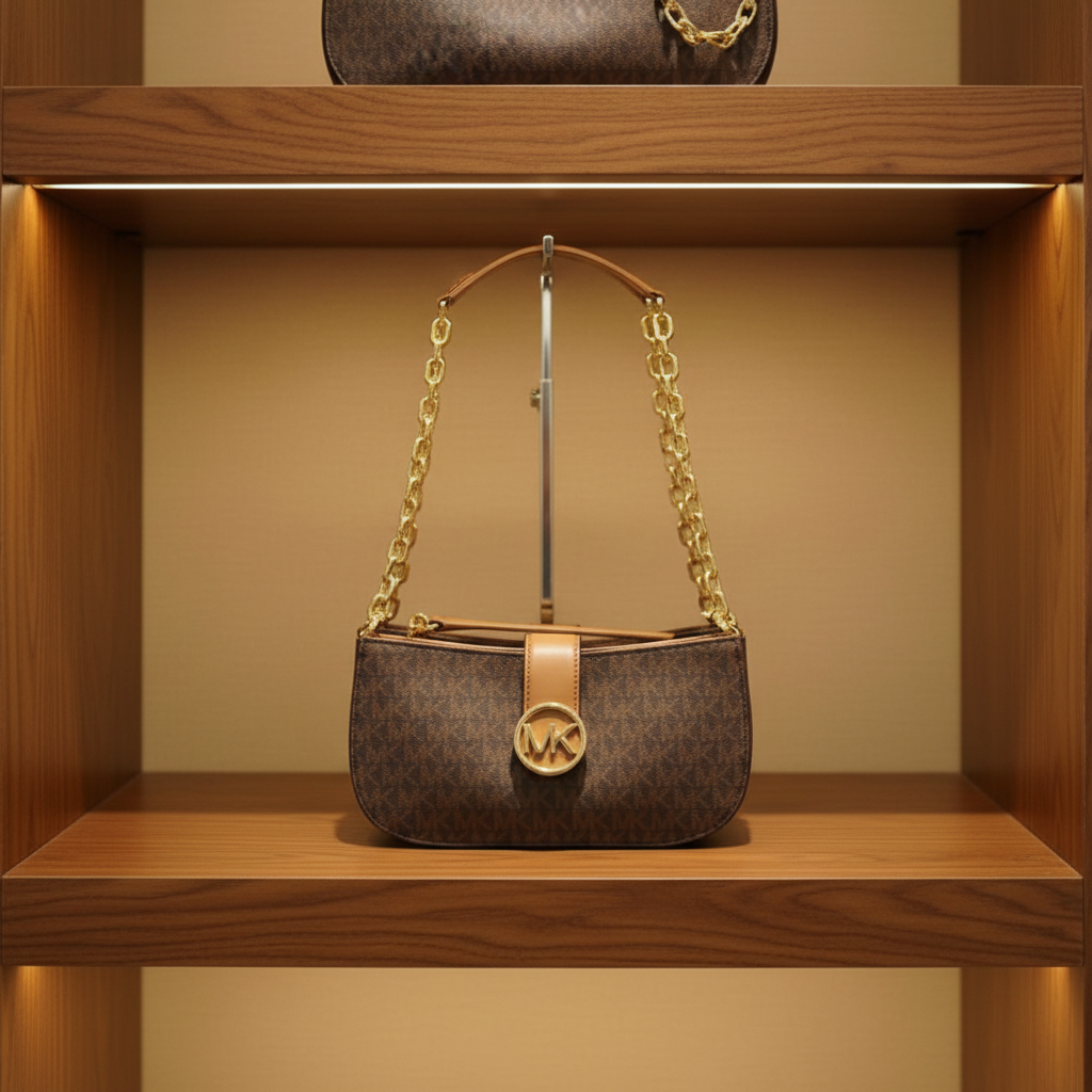 MICHAEL KORS CARMEN LEATHER POUCHETTE SHOULDER BAG ONLY
