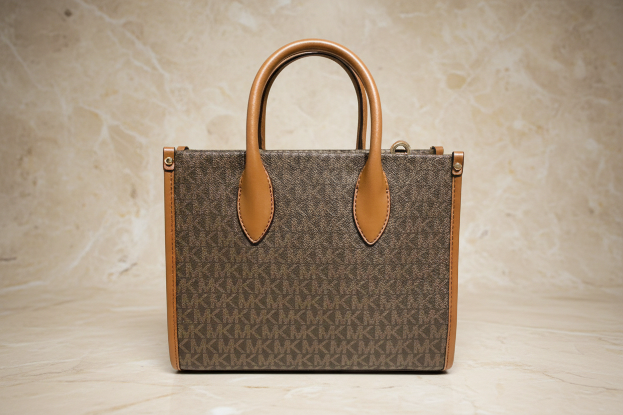 MICHAEL KORS MIRELLA SMALL SHOPPER TOP ZIP CROSSBODY BAG - BROWN ACORN
