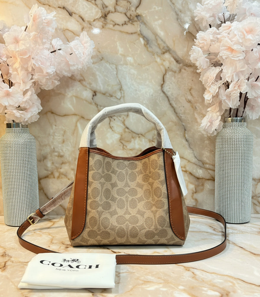 COACH HADLEY HOBO 21 - SIGNATURE CANVAS TAN RUST