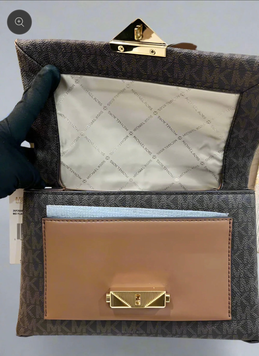 MICHAEL KORS CECE MEDIUM FLAP MONO BROWN
