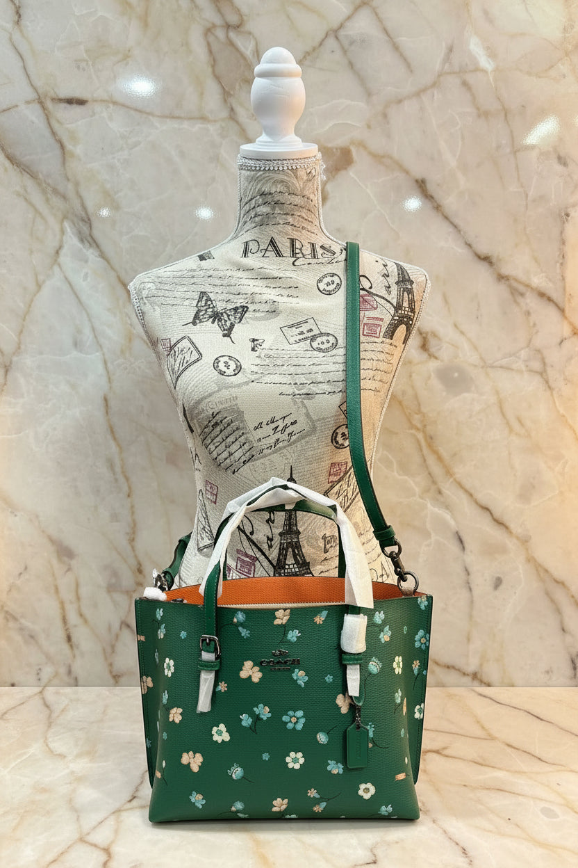 ‼️ SALE ‼️ COACH MOLLIE TOTE 25 WITH MYSTICAL FLORAL PRINT IN GREEN MULTI
