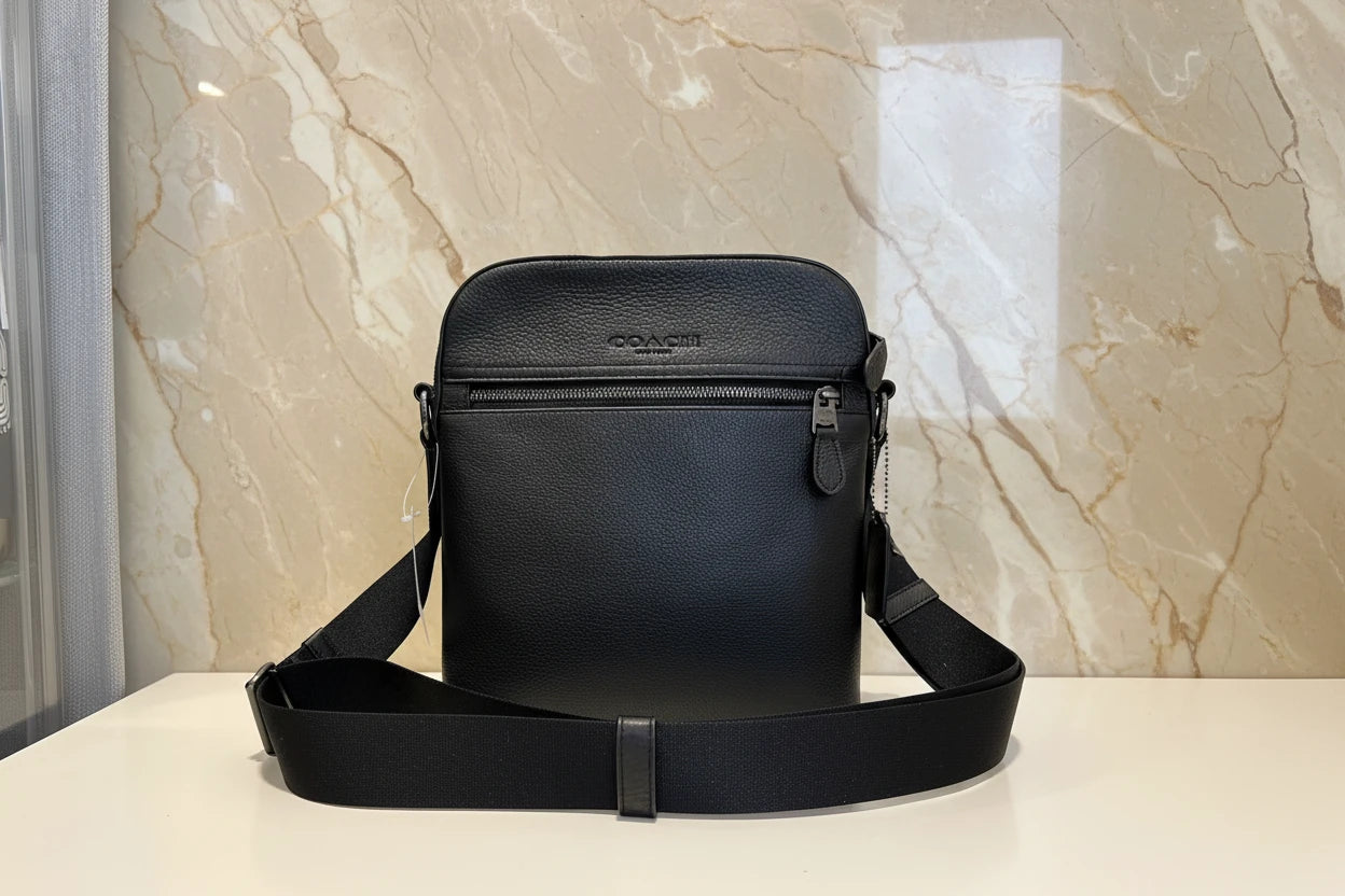 COACH HOUSTON FLIGHT BAG - SMOOTH LEATHER BLACK