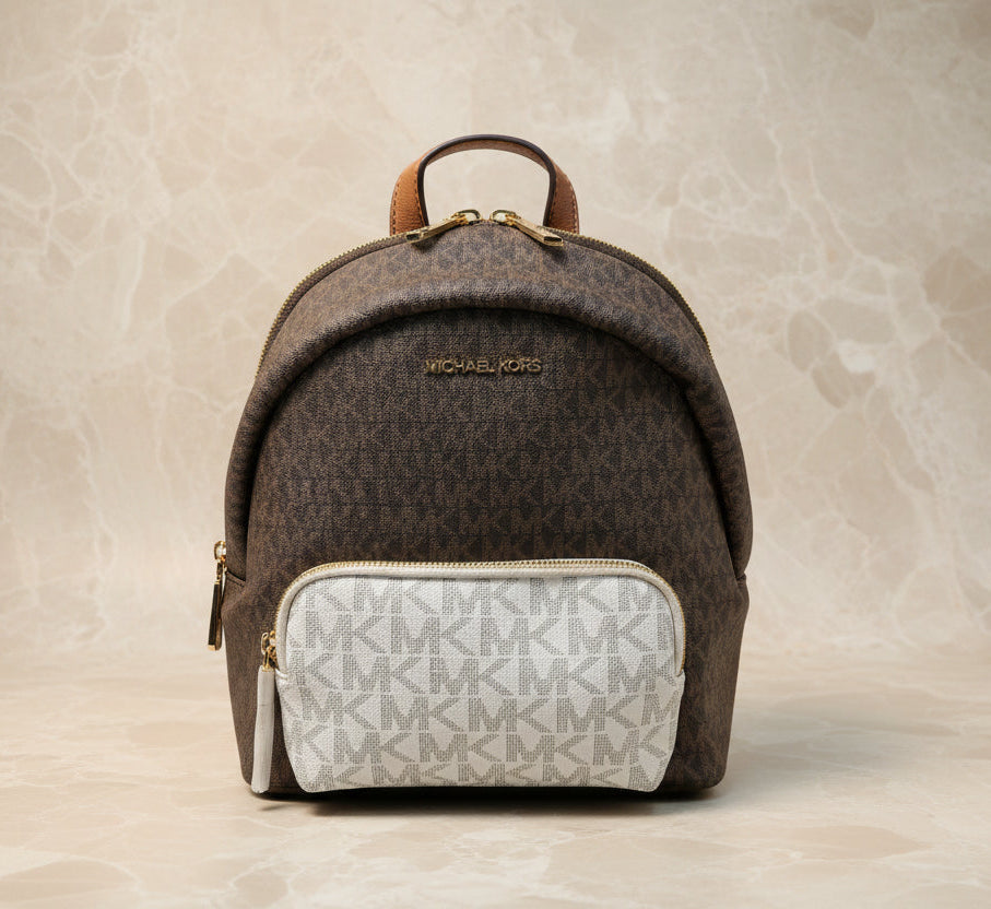 MICHAEL KORS MEDIUM ERIN BACKPACK - SIGNATURE BROWN/WHITE