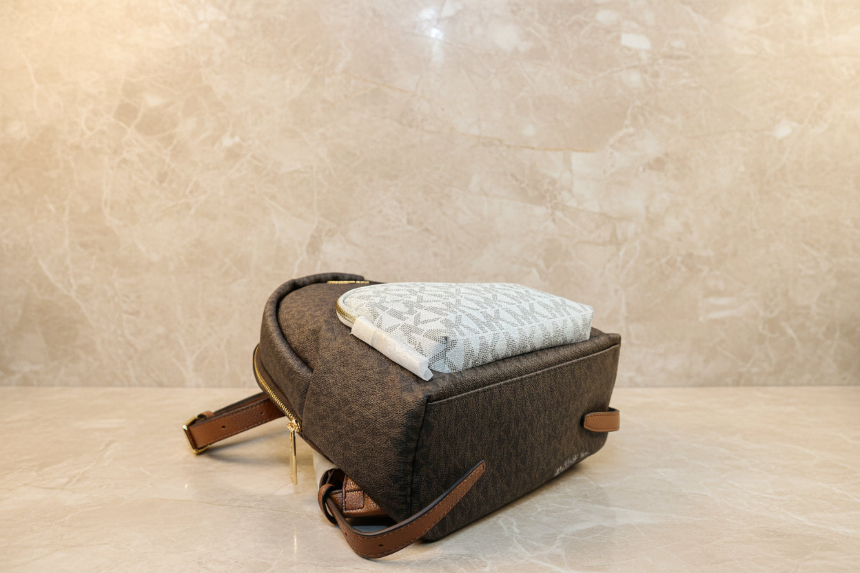 MICHAEL KORS MEDIUM ERIN BACKPACK - SIGNATURE BROWN/WHITE