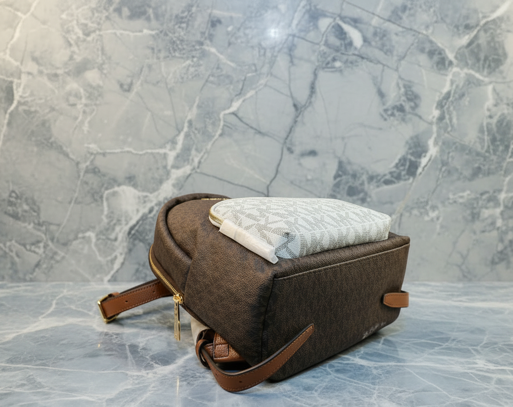 MICHAEL KORS MEDIUM ERIN BACKPACK - SIGNATURE BROWN/WHITE