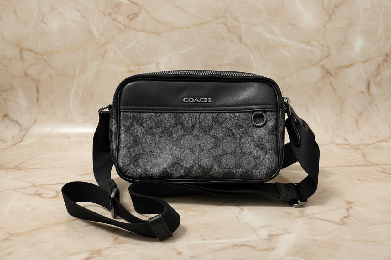 COACH GRAHAM CROSSBODY - SIGNATURE COATED CANVAS/CHARCOAL BLACK
