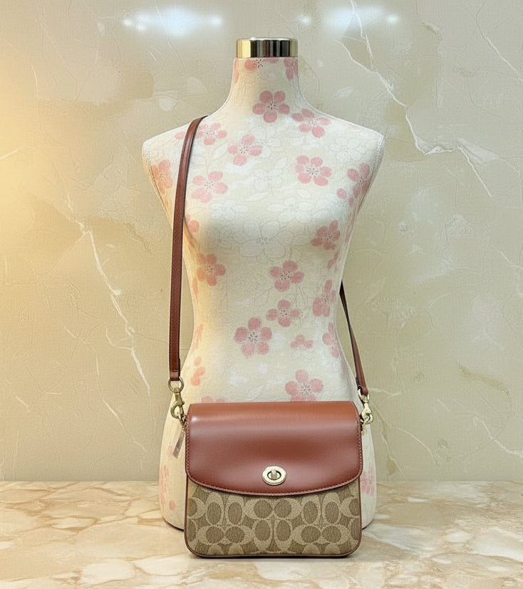 COACH CASSIE 19 3 in 1/ 3 STRAP IN SIGNATURE CANVAS - TAN RUST - MISSING PRICE TAG