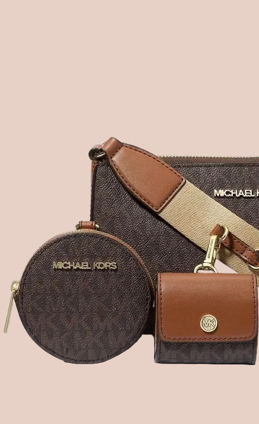 MICHAEL KORS JET SET SIGNATURE LOGO BROWN WITH ATTACH
