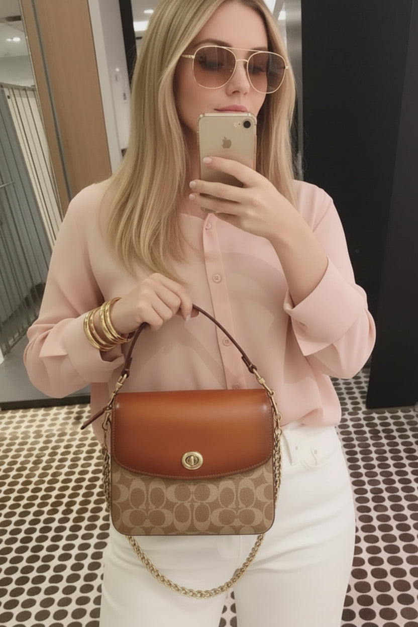 COACH CASSIE 19 3 in 1/ 3 STRAP IN SIGNATURE CANVAS - TAN RUST - MISSING PRICE TAG