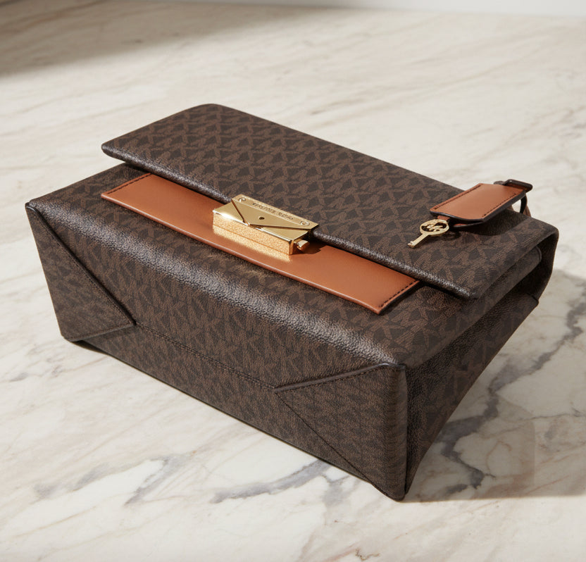 MICHAEL KORS CECE MEDIUM FLAP MONO BROWN