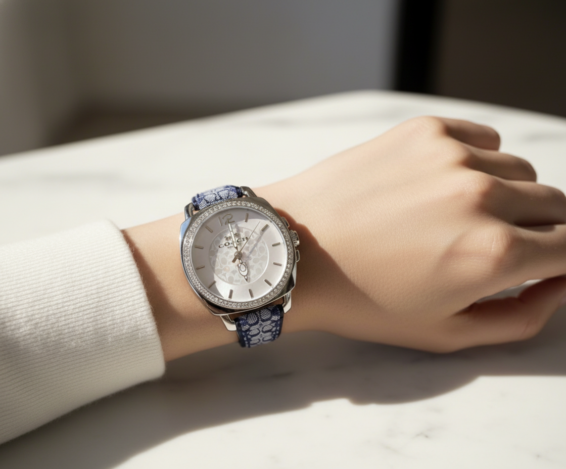 ساعة كوتش بوي فريند متوسطة الحجم - لون أزرق داكن مميز