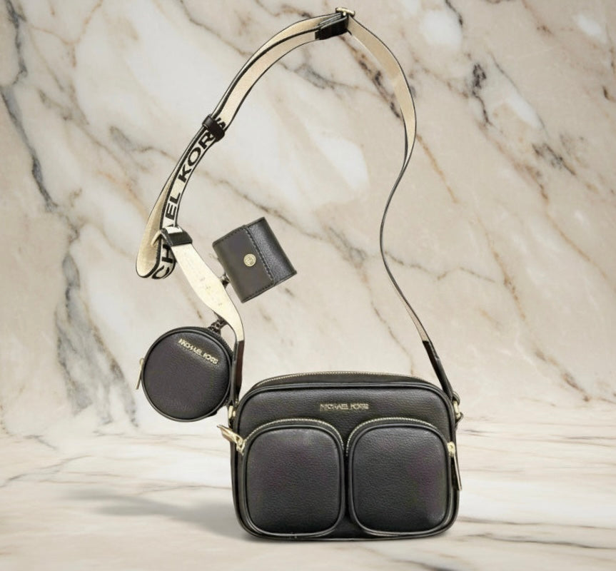 MICHAEL KORS JET SET CROSSBODY WITH ATTACH - BLACK