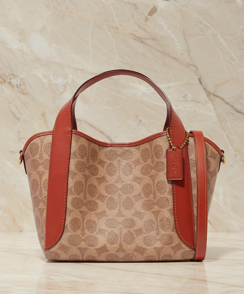 COACH HADLEY HOBO 21 - SIGNATURE CANVAS TAN RUST